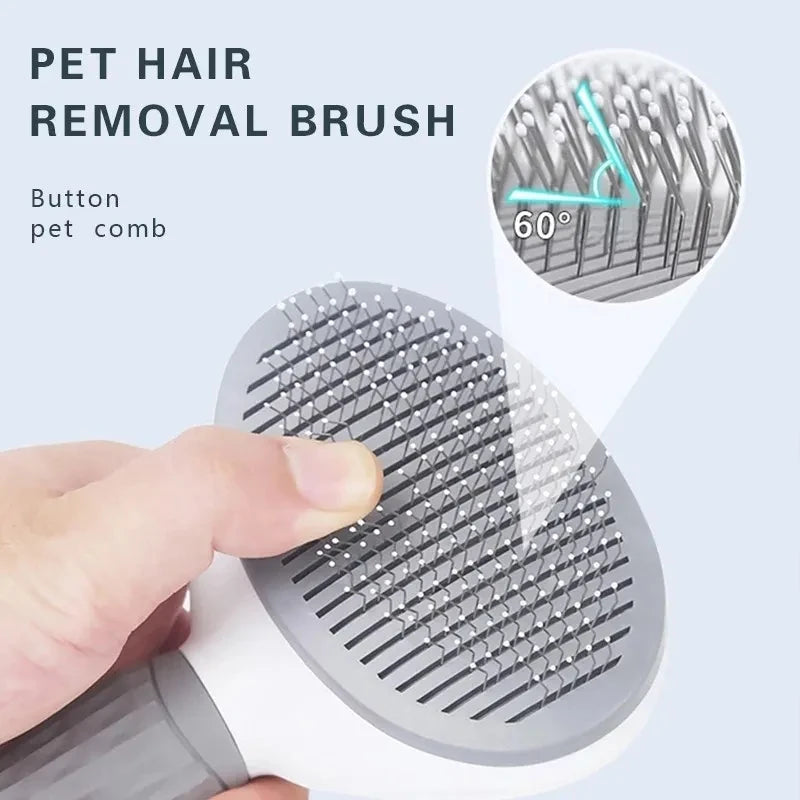 GentleGrip™ Self-Cleaning Pet Grooming Brush – For Cats & Dogs