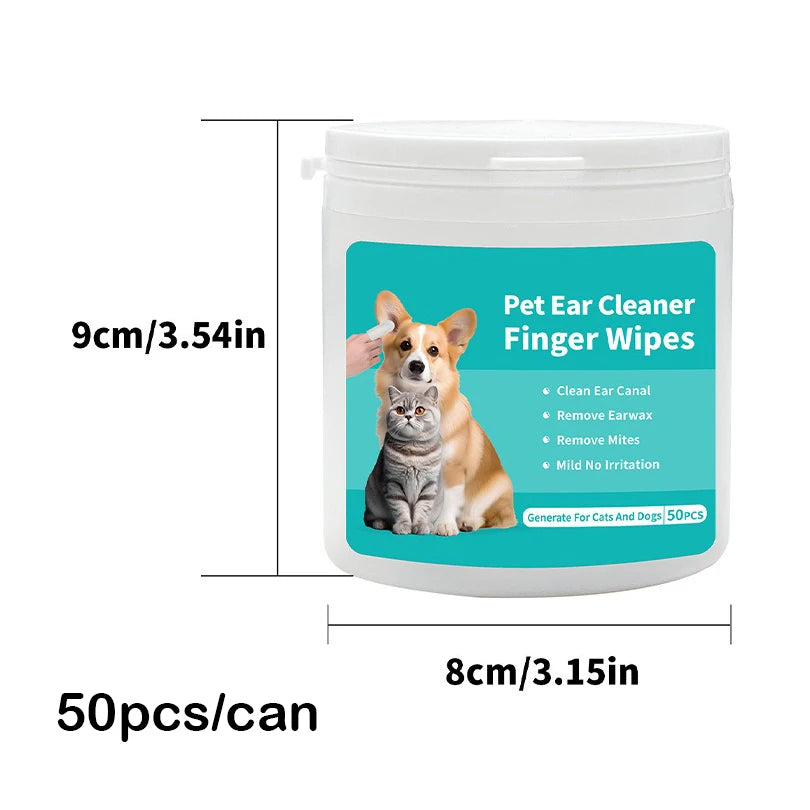 Pet Ear Cleaning Wipes - Gentle, Non-Irritating Formula (50 pcs)
For Dogs & Cats | Odor- Free & Easy to Use