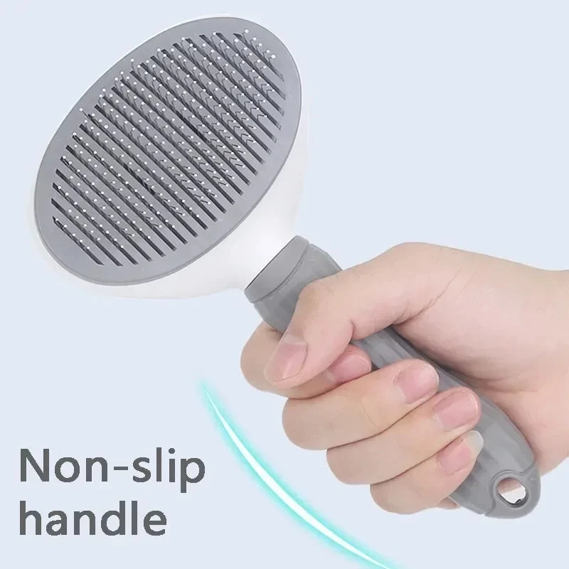 GentleGrip™ Self-Cleaning Pet Grooming Brush – For Cats & Dogs